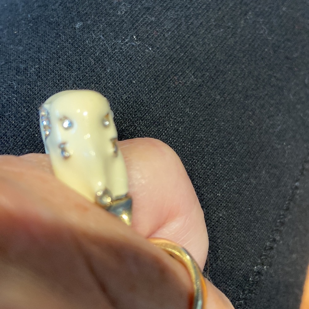 Unusual Elephant Statement Ring With Crystals - image 1